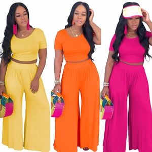 "Bright & Comfy" Crop Top Wide Leg Set